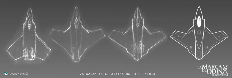 Evolución de los bocetos del X-56 Fénix