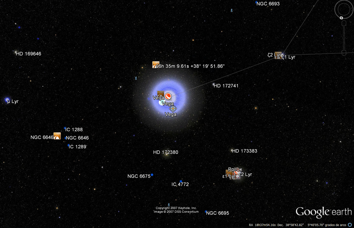 Google Earth tambien permite explorar nuestro cielo estelar