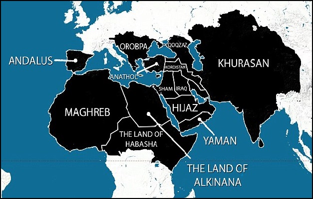 Mapa que muestra los territorios que As-Saffah ha anunciado que quiere reclamar