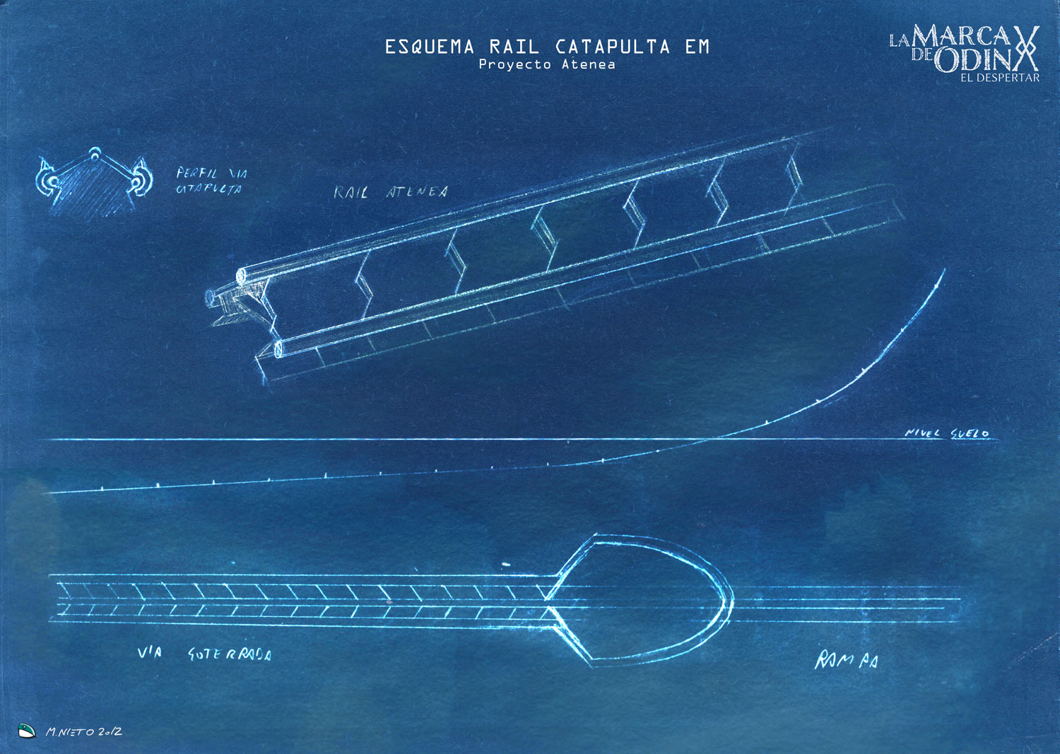 Esquema del rail del sistema de catapulta electromagnética Atenea