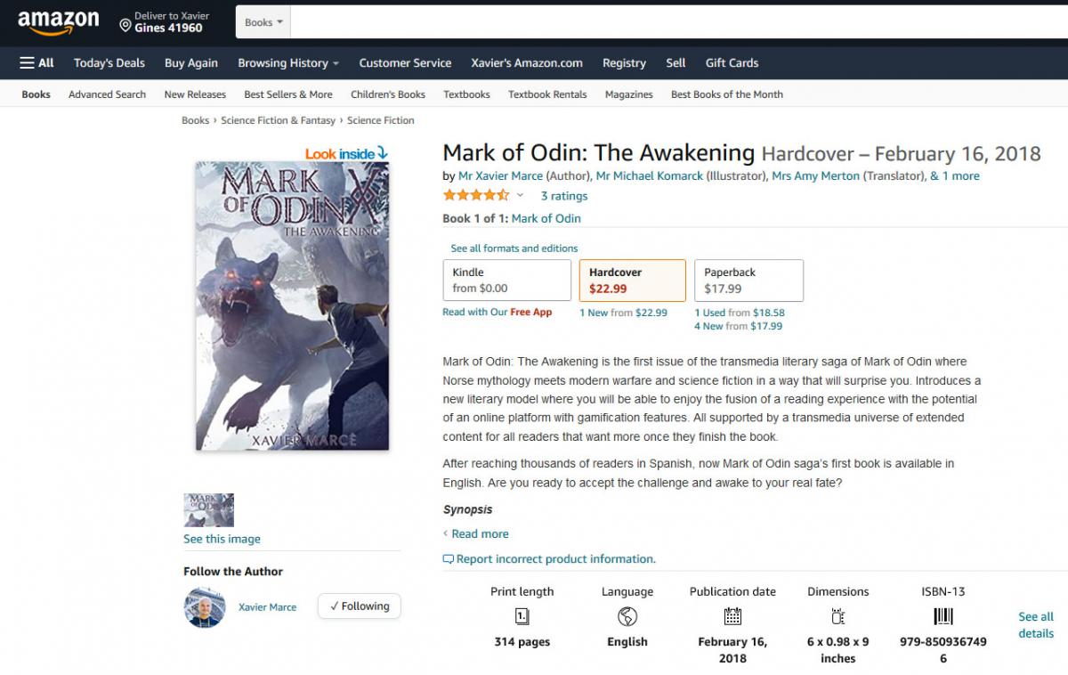 Ya disponible la edición en tapa dura de Mark Of Odin: The awakening en amazon